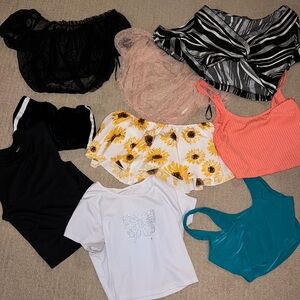 9 crop top blouse tube shirt bundle